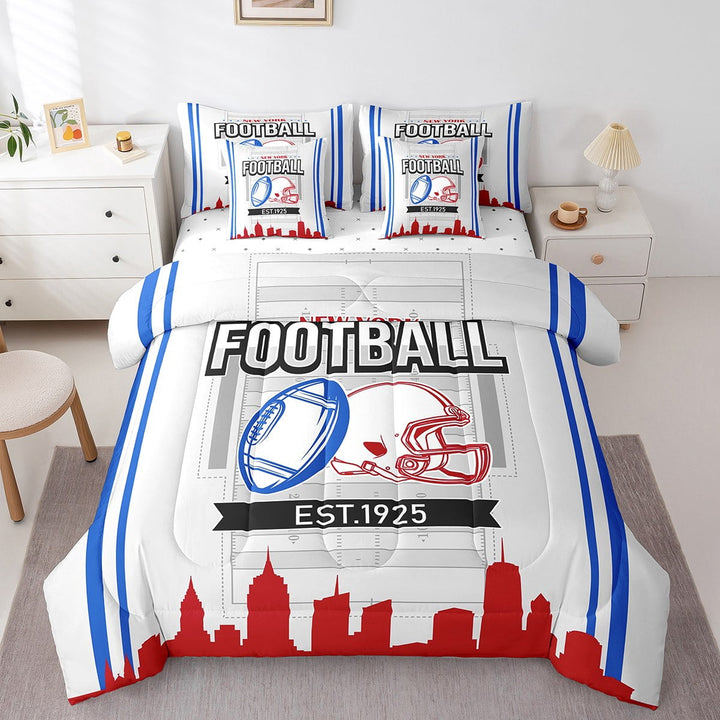 Erosebridal American Football Bedding Sets Twin Size,Ball Game Comforter Sets with Sheets,Sport Decor,Reversible,Breathable,7-Piece