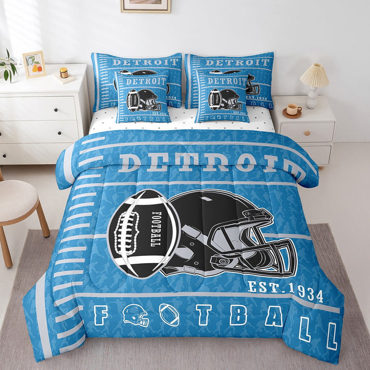 Erosebridal 3D Football Helmet Bedding Twin Size, Rugby Sports Bed in a Bag Twin size, Geometric Decor, 7 Pieces