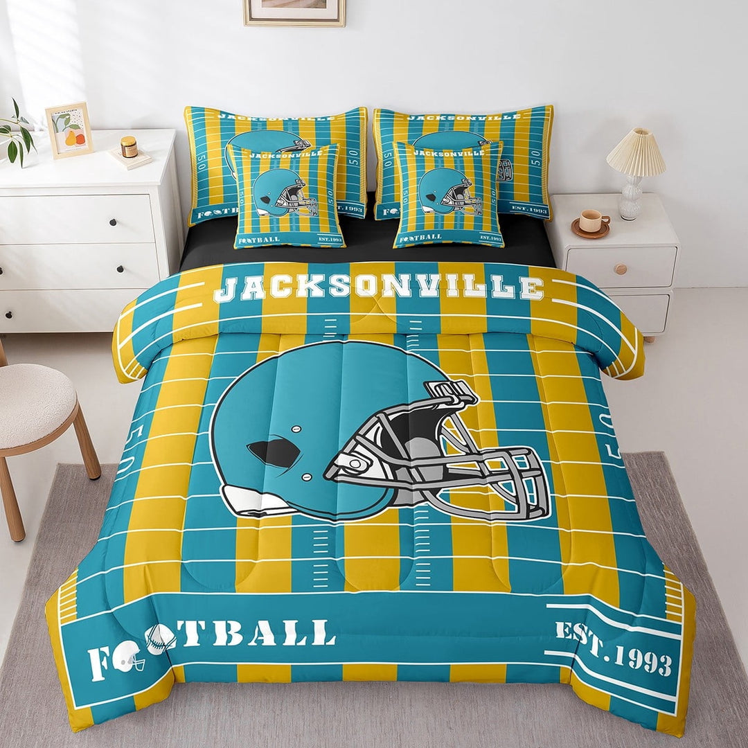 Erosebridal Sports Games Bed in a Bag Twin Size,American Football Bed Set,Jacksonville Bedding Twin Size For Boys Kids,Super Cozy Room Decoration Reversible,7 Pieces
