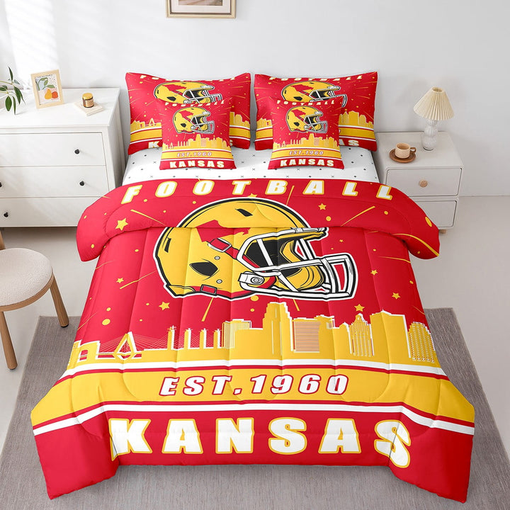 Erosebridal Eat Sleep Bedding, American Football Bed in a Bag, Sports Lover Bed Set, Lightweight Bedroom Decor, 7-Piece