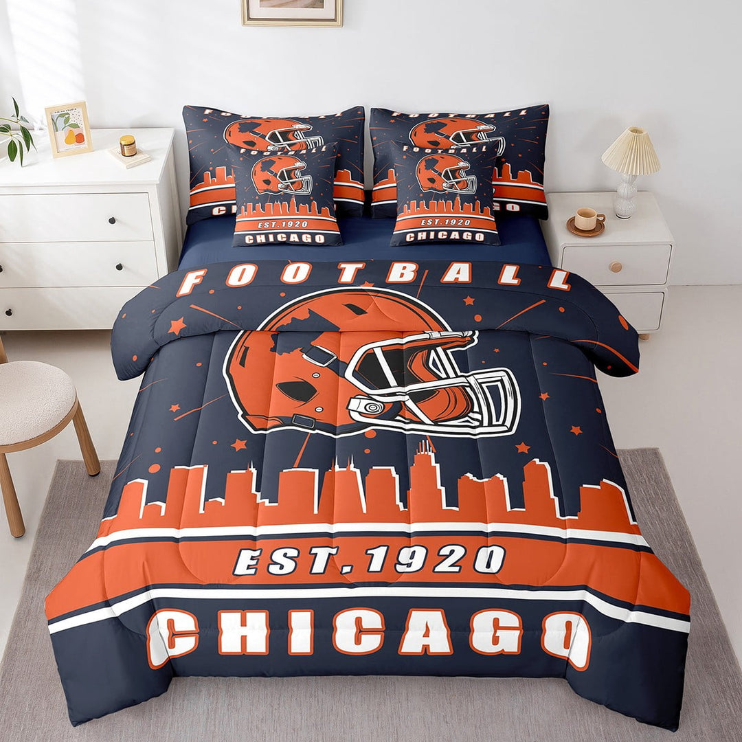 Erosebridal Eat Sleep Bedding, American Football Bed in a Bag, Sports Lover Reversible Bed Set, Lightweight Bedroom Decor, 7 Pieces
