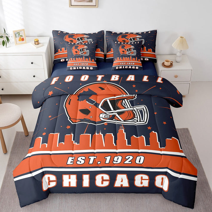 Erosebridal Eat Sleep Bedding, American Football Bed in a Bag, Sports Lover Reversible Bed Set, Lightweight Bedroom Decor, 7 Pieces