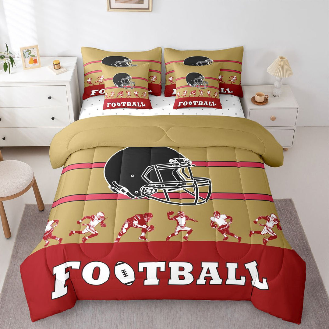 Erosebridal Twin Comforter Set - 7 Pieces Football Bedding Sets Twin Bed in a Bag with Reversible Football Comforter, Sheets, Pillowcases &amp; Shams(San Francisco)