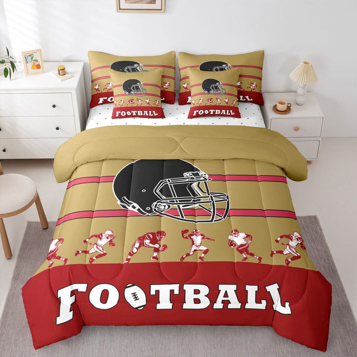 Erosebridal Twin Comforter Set - 7 Pieces Football Bedding Sets Twin Bed in a Bag with Reversible Football Comforter, Sheets, Pillowcases &amp; Shams(San Francisco)