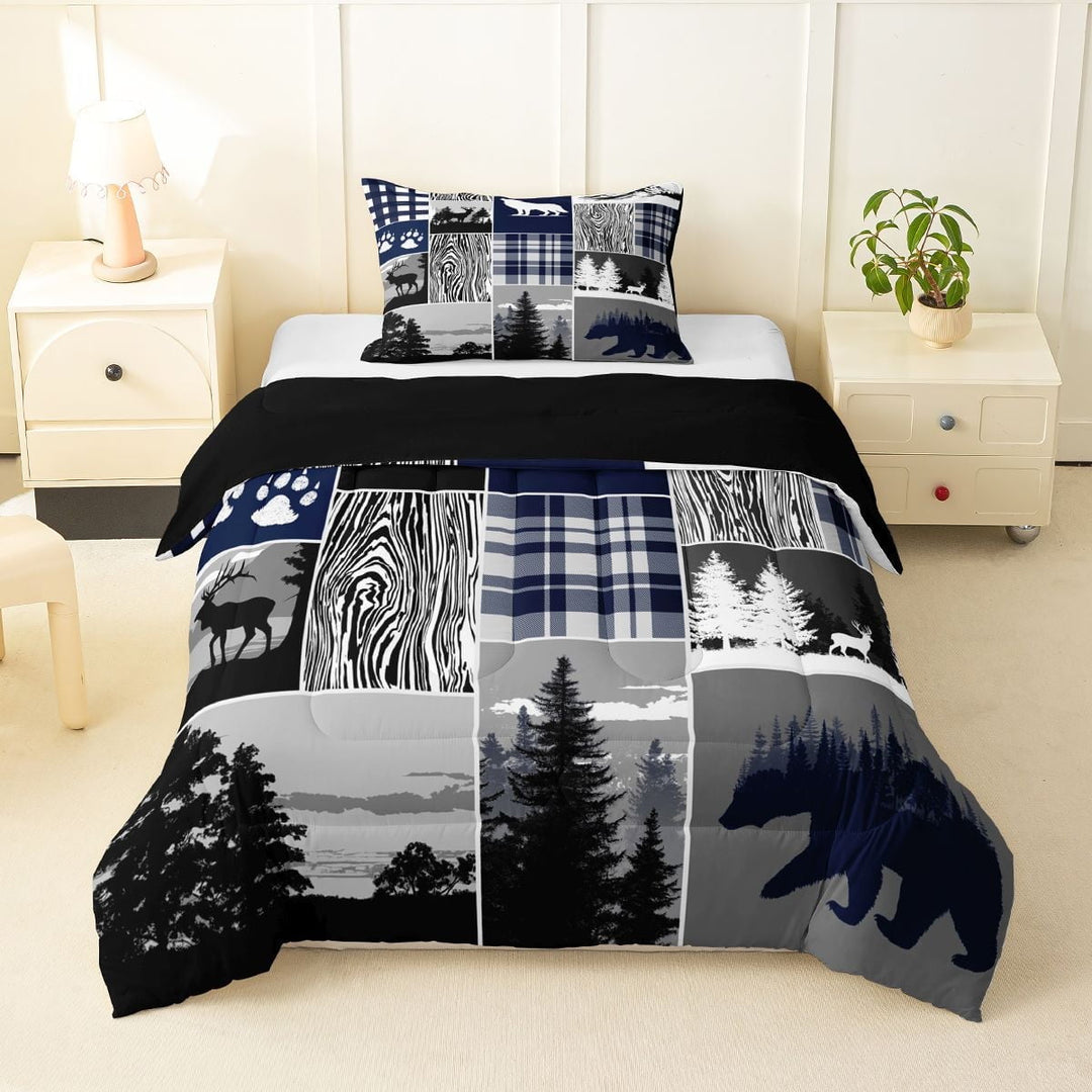 Feelyou Lodge Cabin Twin Comforter Sets, Adventure Bedding Set, 2 Pieces