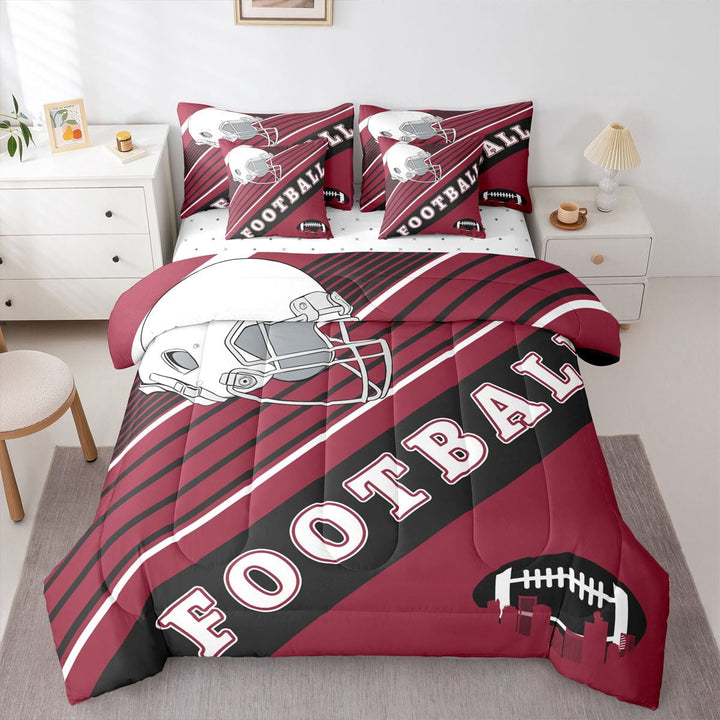 Football City Comforter Set Twin Size Bed In A Bag, 7Pcs American Football Bed Set Sports Decor Comforter+Flat Sheet+Fitted Sheet+2 Pillowcases+2 Throw Pillow Covers,Arizona