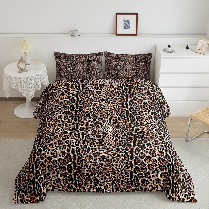 Erosebridal Cheetah Print Comforter Sets King Size, Brown Comforters &amp; Duvets, Leopard Animal Reversible Duvet Insert, Ultra Soft Bedroom Decorative, 3-Piece