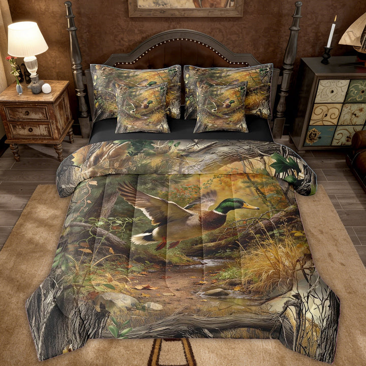 Erosebridal Wildlife Duck Kids Twin Bedding Sets, Branches Plant Bedding Comforter Set, 7-Piece