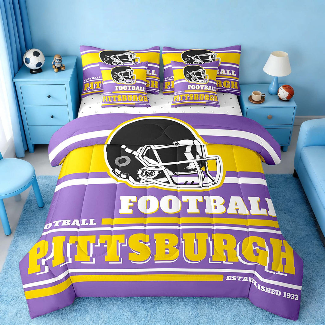 Erosebridal Sports Bedding Sets Full Size 7-Piece, Lightweight, Purple, Pittsburgh