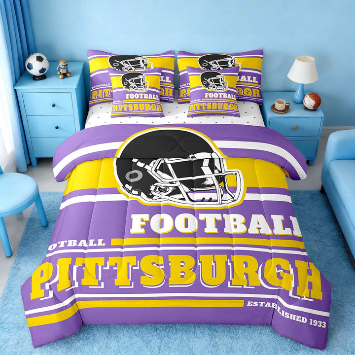 Erosebridal Sports Bedding Sets Full Size 7-Piece, Lightweight, Purple, Pittsburgh