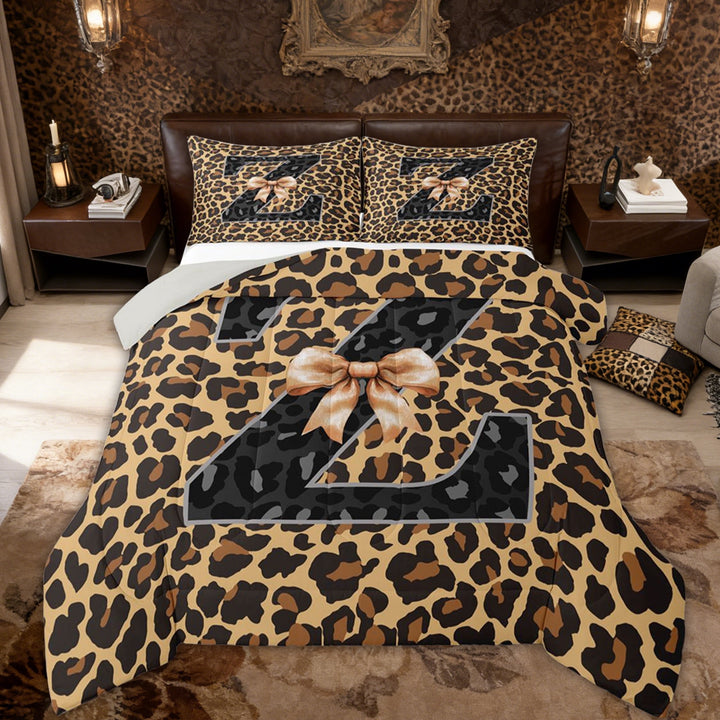 Erosebridal Cheetah Monogrammed Z Kids Full Size Comforter Sets, Leopard Print Bedding Sets, 3-Piece