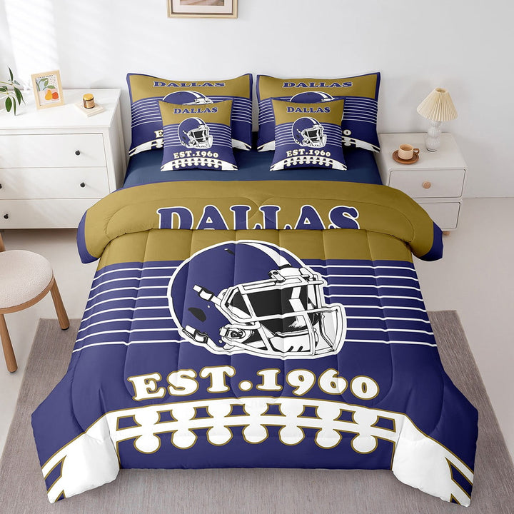 Erosebridal Soccer Rugby Bedding Sets Full Size 7-Piece , Midnight Blue, Super Cozy, Dallas