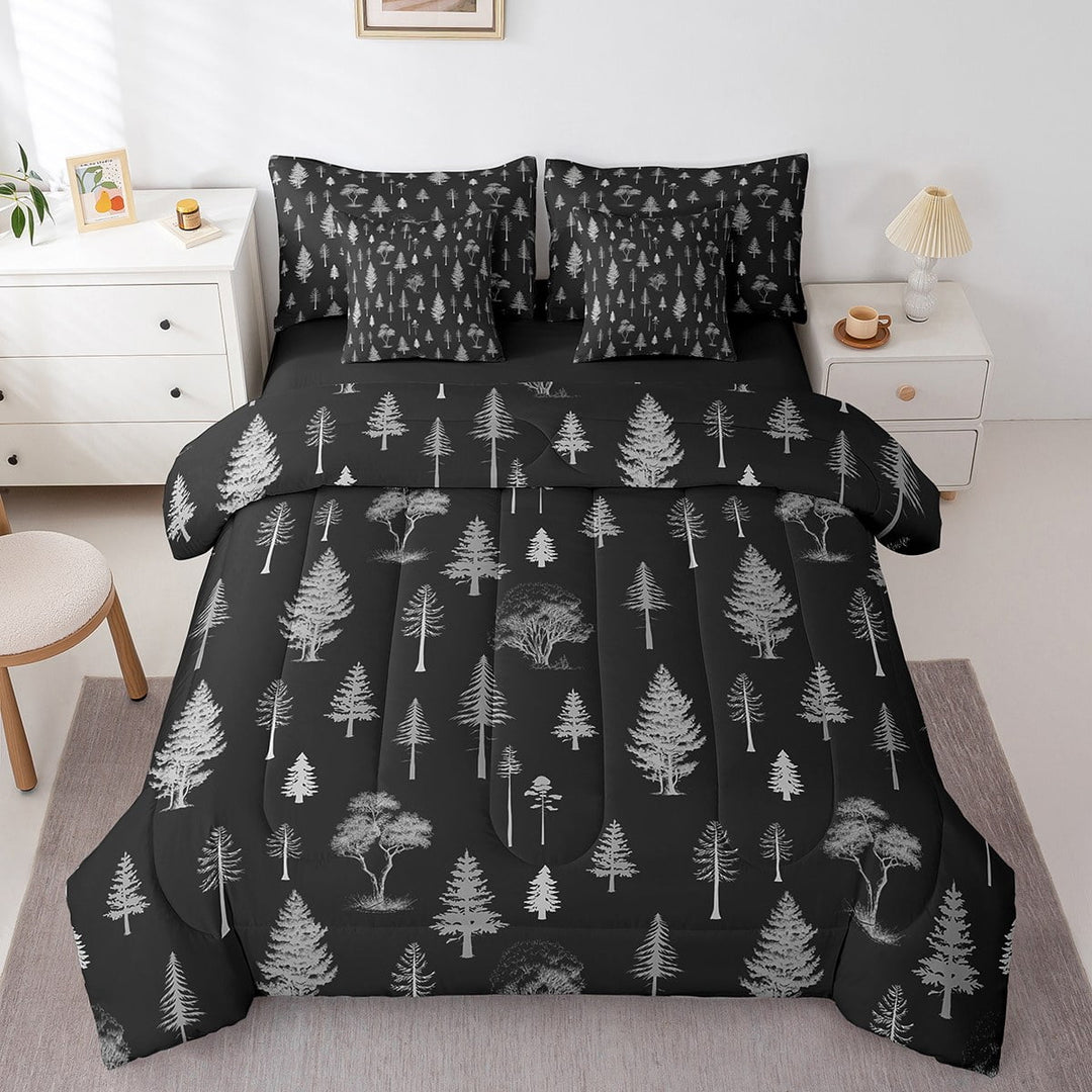 Erosebridal Tree Branches Bedding Sets King Size,Botanical Plants Bed in a Bag King size,Super Cozy Reversible Bedding King Size,Cartoon Decor,7 Pieces