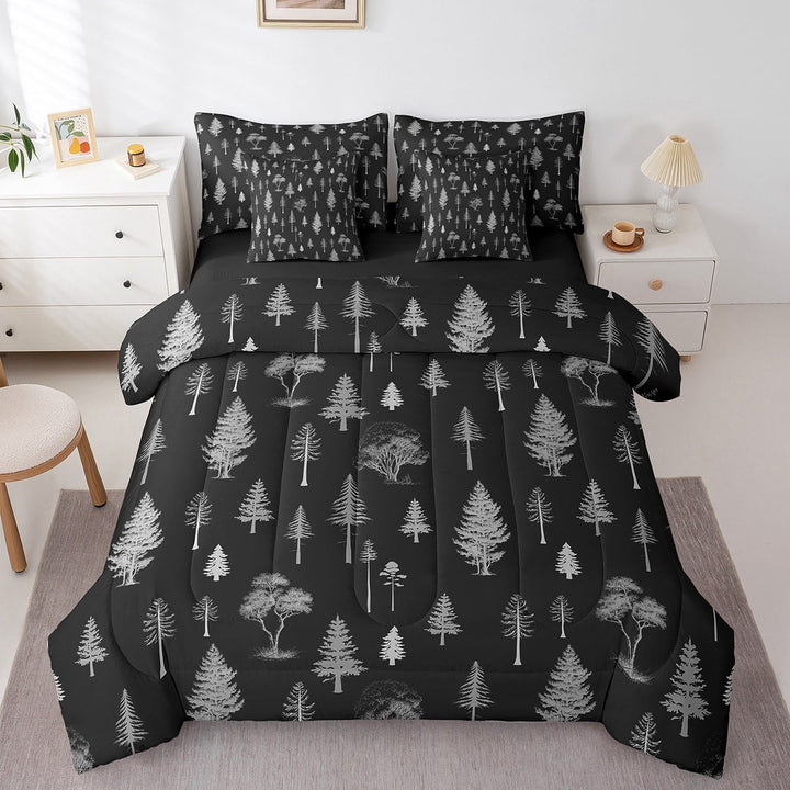 Erosebridal Tree Branches Bedding Sets King Size,Botanical Plants Bed in a Bag King size,Super Cozy Reversible Bedding King Size,Cartoon Decor,7 Pieces