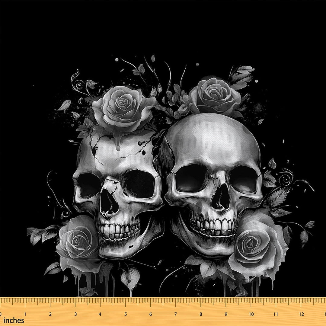 Castle Fairy Gothic Skull Fabric by the Yard 5 Yards for Teens,Chic Flower Fabric for Sewing,Happy Halloween Home Decor Fabric by the Yard,Super Cozy Room Decor