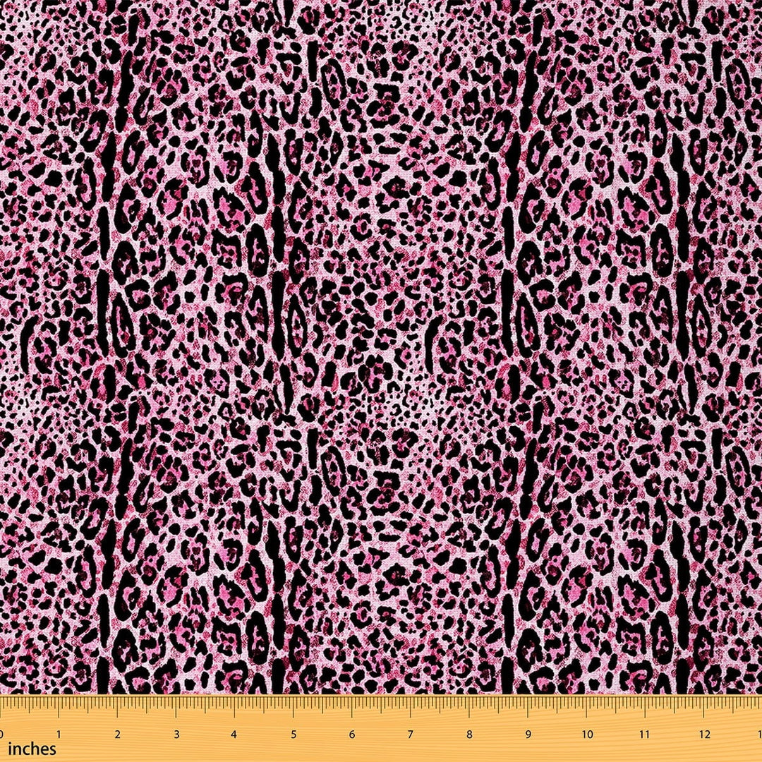 Manfei Cheetah Print Sewing &amp; Crafting Fabric (3 Yards), Hot Pink Black Home Decor Fabric by the Yard, Wild Animal DIY Fabric