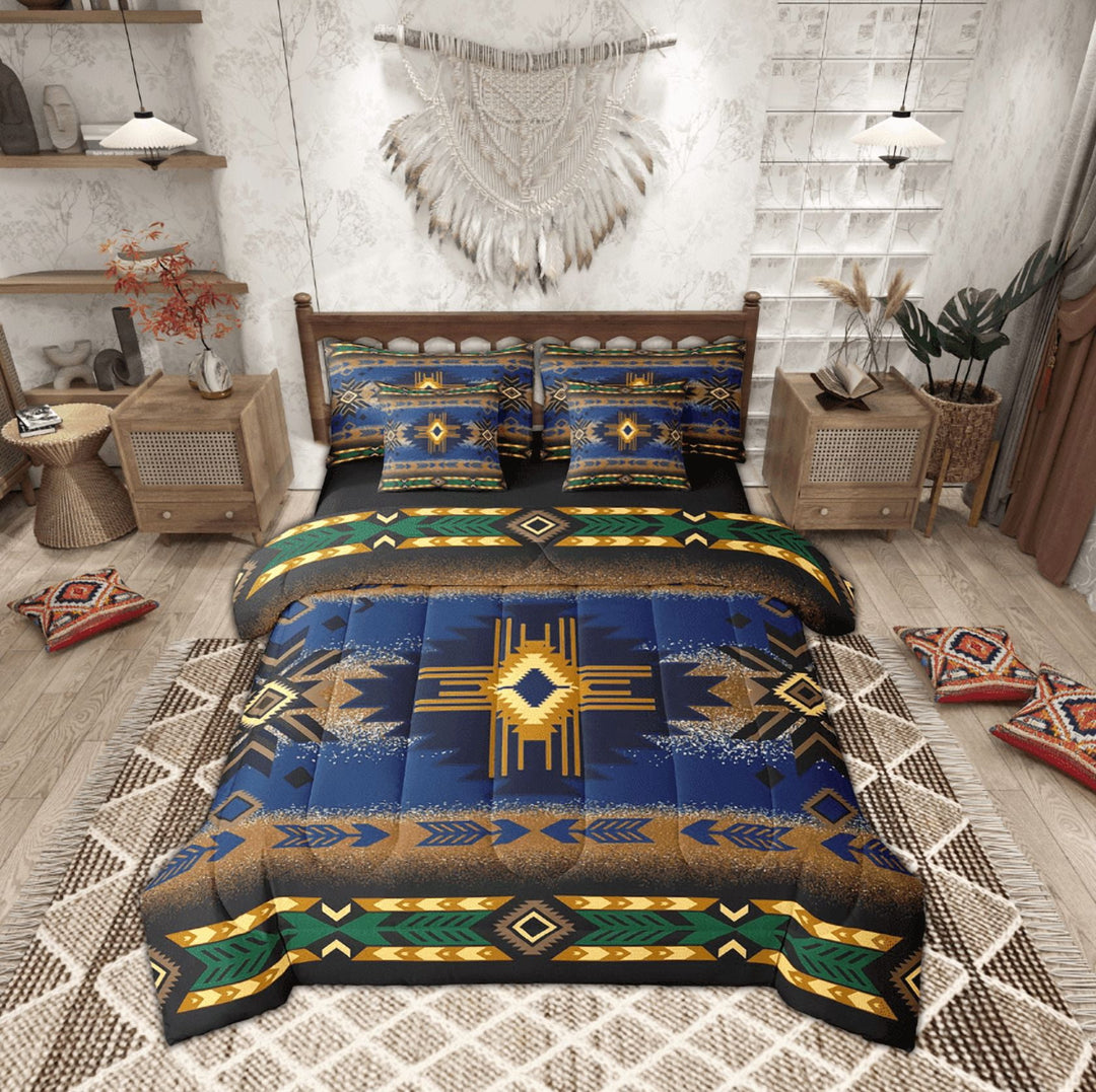 Erosebridal Tribal Aztec Bedding Sets King Size,Hippie Boho Bed in a Bag King size,Microfiber Reversible Bedding King Size,Teenager Bedroom Decor,7 Pieces