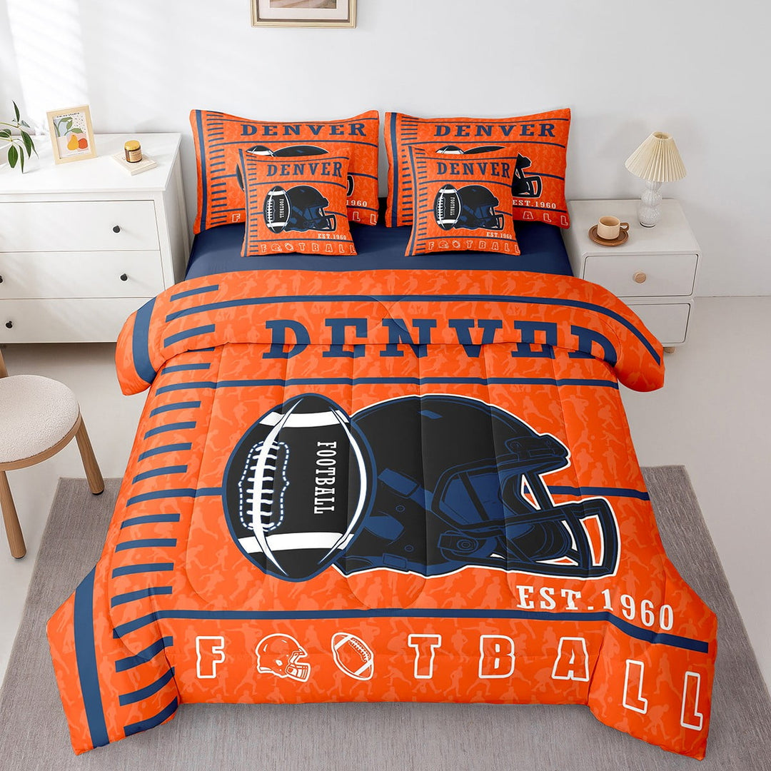 Erosebridal American Football City Bed in a Bag Twin size, Soccer Bed Set, Rugby Game Sports Decor, Reversible