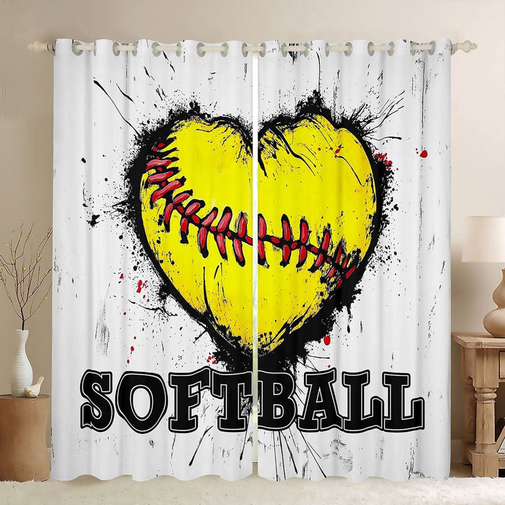 Erosebridal Kids Softball Black Out Curtains, Sports Themed Curtains Pack of 2 (42x63 Each) for Boys Girls