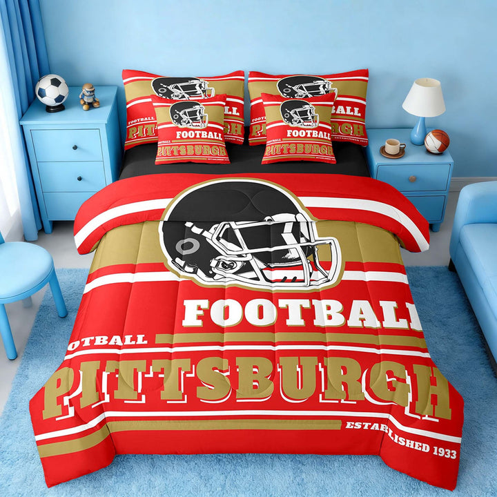 Erosebridal Sports Theme Bedding Full Size 7pcs, Bedroom Decor, Red, Pittsburgh