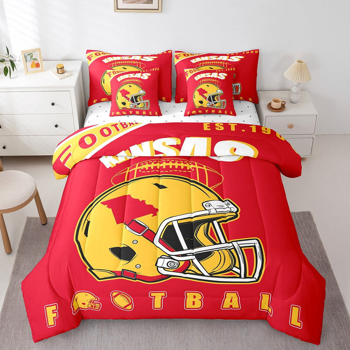 Erosebridal Soccer Lover Bedding, American Football Bed in a Bag, Eat Sleep Bed Set, Super Cozy Bedroom Decorative, 7pcs