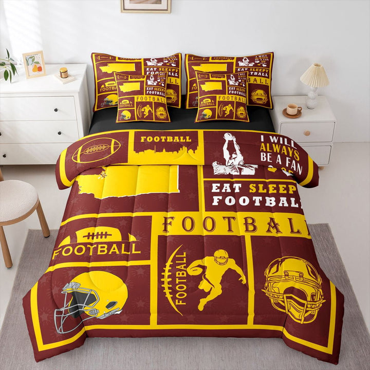 Erosebridal Comforters Twin Size Set with Sheets Football Bedding,7 Pieces Bed in a Bag Twin Rugby Bedding Sets with Comforter, Sheets, Pillowcases
