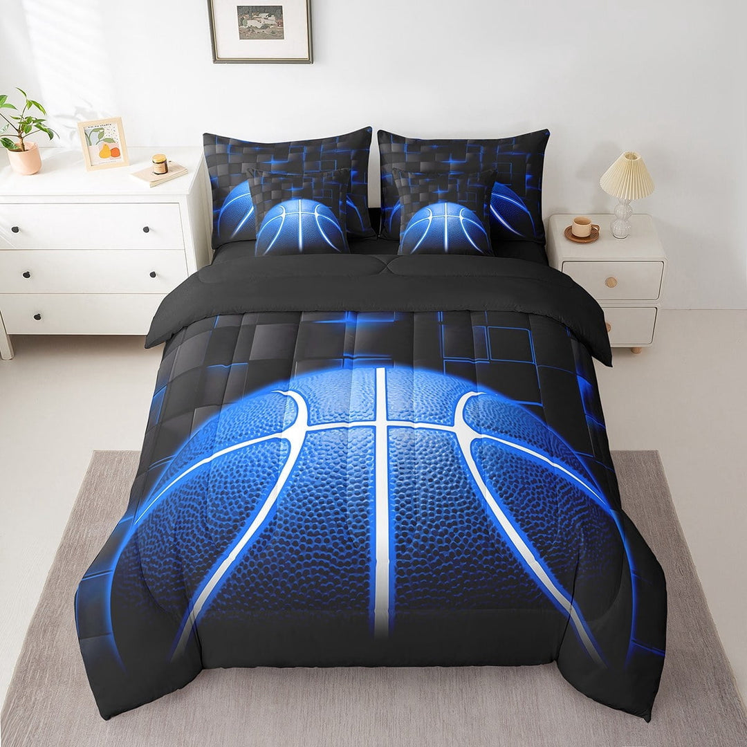 Erosebridal Basketball Bedding Sets Twin Size for Teens, Futuristic Rectangle Comforter Sets with Sheets, Sports Theme Decor, Reversible