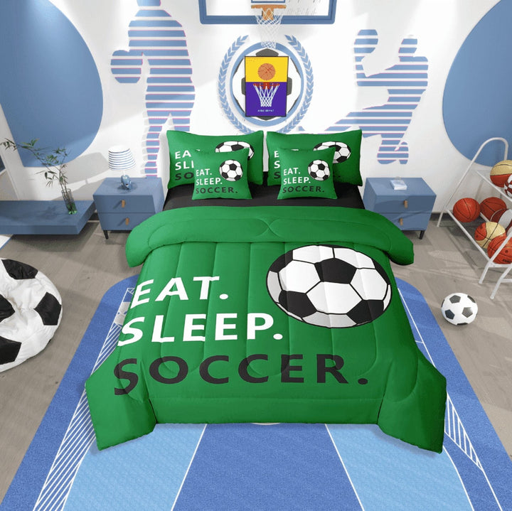 Erosebridal Teens Football Bedding Sets Twin Size,Sport Gamer Comforter Sets With Sheets,Ball Game Decoration,Reversible,Breathable,7Pcs