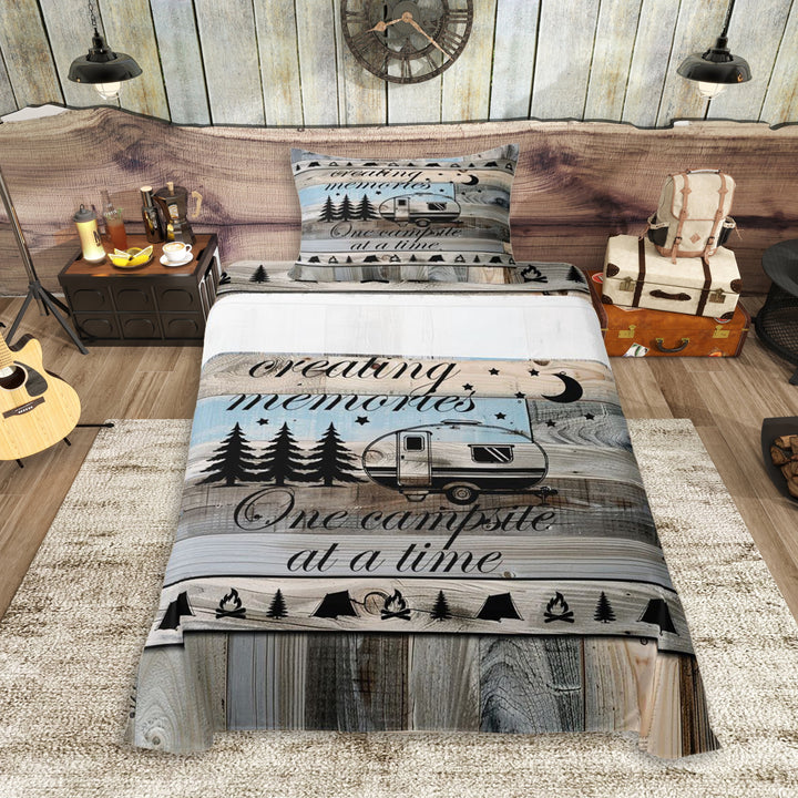 Erosebridal Vintage RV Car Twin Sheet Sets 3pcs,Adventure Theme Vintage Cottage Bedding For Boys Girls,Ultra Soft Home Decor