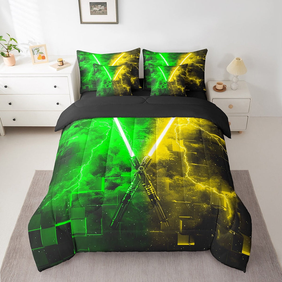 Erosebridal Gaming Lightning Bedding Twin Size, Neon Lightning Bed in a Bag Twin size, Modern Fashion Decor, Reversible