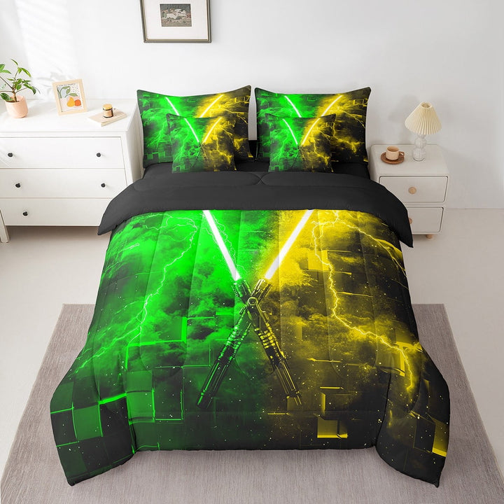 Erosebridal Gaming Lightning Bedding Twin Size, Neon Lightning Bed in a Bag Twin size, Modern Fashion Decor, Reversible