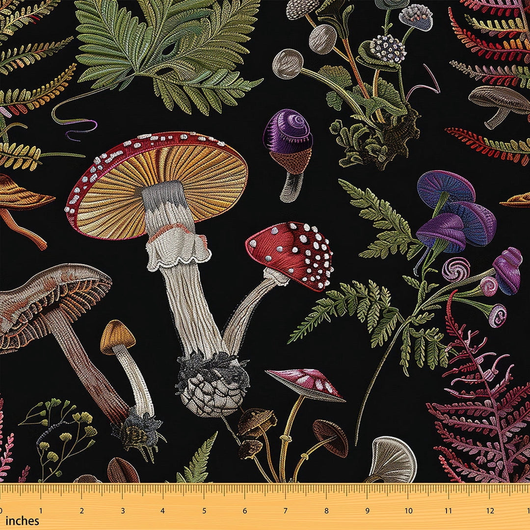 jejeloiu Multicolor Mushroom Fabric by the Yard 3 Yards,Tropical Natural Plant Sewing Fabric,Cartoon Botanical Fabric for Sewing For Child,Super Cozy Room Decor