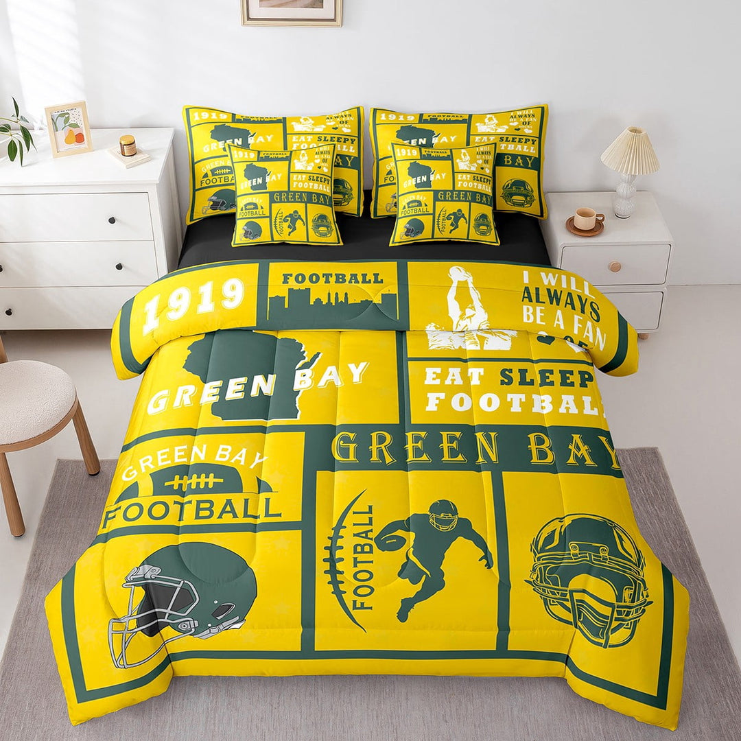 Erosebridal Twin Comforter Set 7 Pieces,Football Reversible Bed in a Bag Twin,Rugby Twin Bedding Set,Sports Comforter, Flat Sheet, Fitted Sheet, Pillowcases
