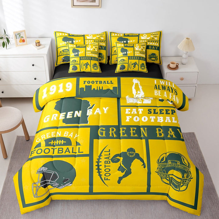 Erosebridal Twin Comforter Set 7 Pieces,Football Reversible Bed in a Bag Twin,Rugby Twin Bedding Set,Sports Comforter, Flat Sheet, Fitted Sheet, Pillowcases