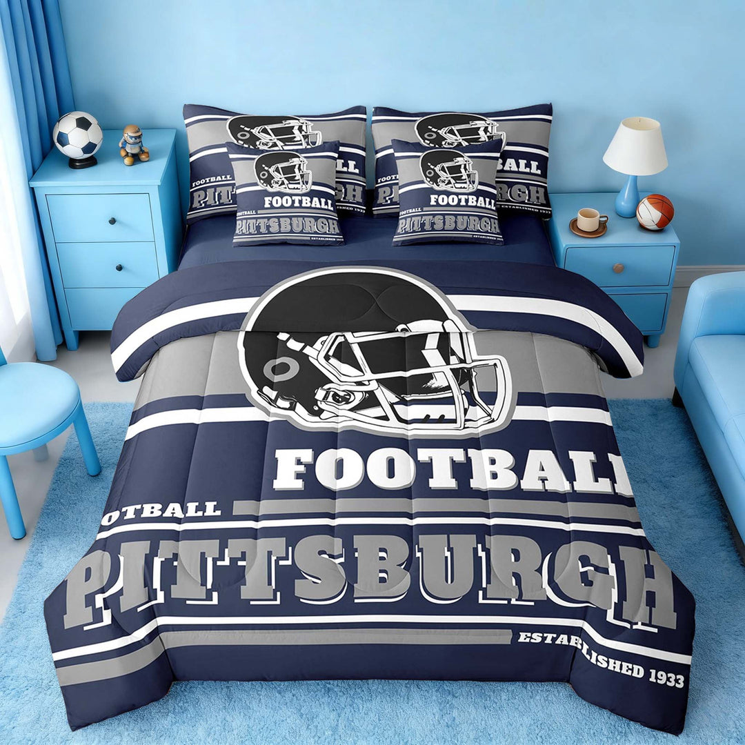 Erosebridal American Football Bedding Sets Twin Size 7-Piece, Reversible, Dark Blue, Pittsburgh