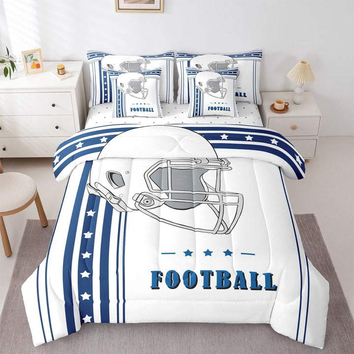 Erosebridal 7 Pieces Football Sports Bedding Bed in a Bag American Football City Comforter Set with Sheets, Football Teams 3D Helmet Comforter Home Decor Twin Size (Indianapolis)