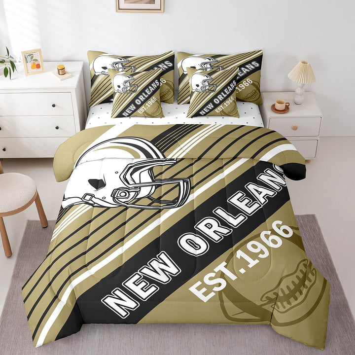 Erosebridal American Football Bedding Sets Twin Size,Ball Game Comforter Sets with Sheets,Sport Decor (New Orleans),Reversible,Breathable,7-Piece