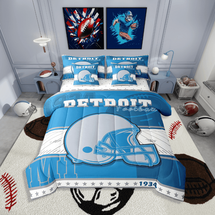 Erosebridal Football Print Bedding Sets Twin Size,Ball Gaming Comforter Sets with Sheets,Sport Bedroom Decor,Reversible,7pcs