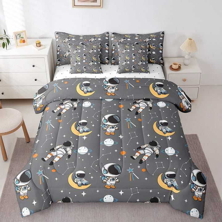 Erosebridal Kawaii Astronaut Bedding Sets Twin Size,Psychedelic Constellations Comforter Sets with Sheets,Outer Space Bed in a Bag Twin size,Super Cozy Cartoon Bedroom Decoration,Reversible,7-Piece