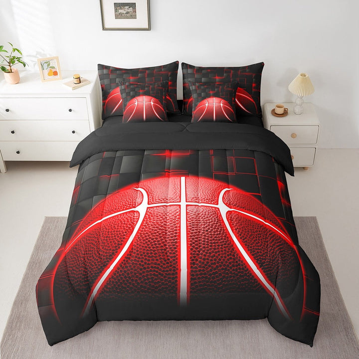 Erosebridal 3D Basketball Bedding Twin Size, Sport Player Bed in a Bag Twin size, Geometric Decor, Reversible 7 Pieces