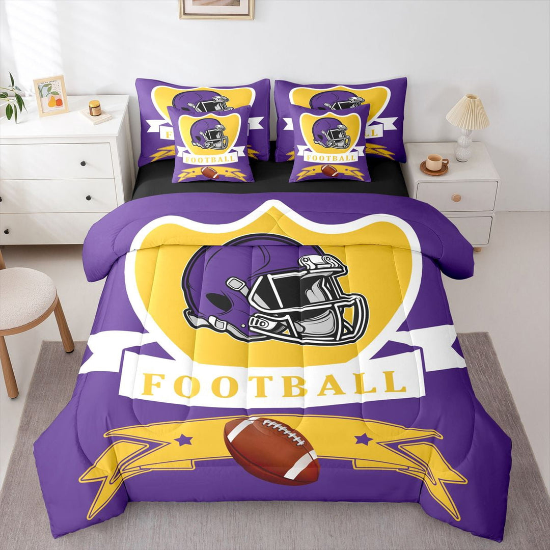 Erosebridal Eat Sleep Bed in a Bag, American Football Bed Set, Sports Lover Reversible Comforter Sets, Lightweight Bedroom Decor, 7 Pieces