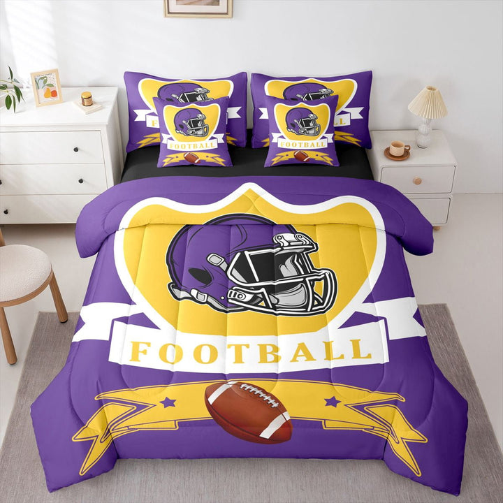 Erosebridal Eat Sleep Bed in a Bag, American Football Bed Set, Sports Lover Reversible Comforter Sets, Lightweight Bedroom Decor, 7 Pieces