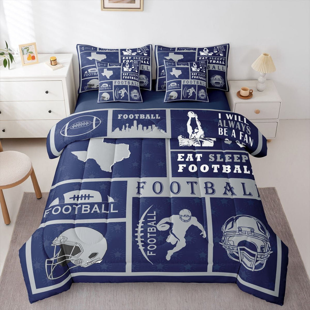Erosebridal 7 Piece Bed in a Bag Twin Size Comforter Set Football Bedding Set,Rugby Reversible Bed Set,Sports Comforter with Sheet Set,All Season