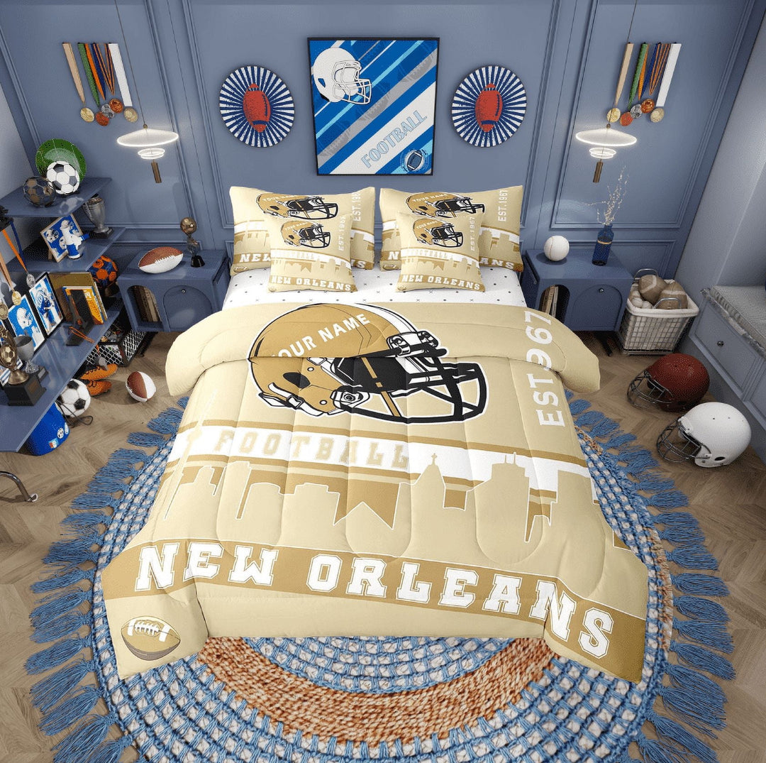 Erosebridal American Football City Bedding Twin Size, Eat Sleep Bedding Sets Twin Size, Sports Player Decor, Reversible 7pcs