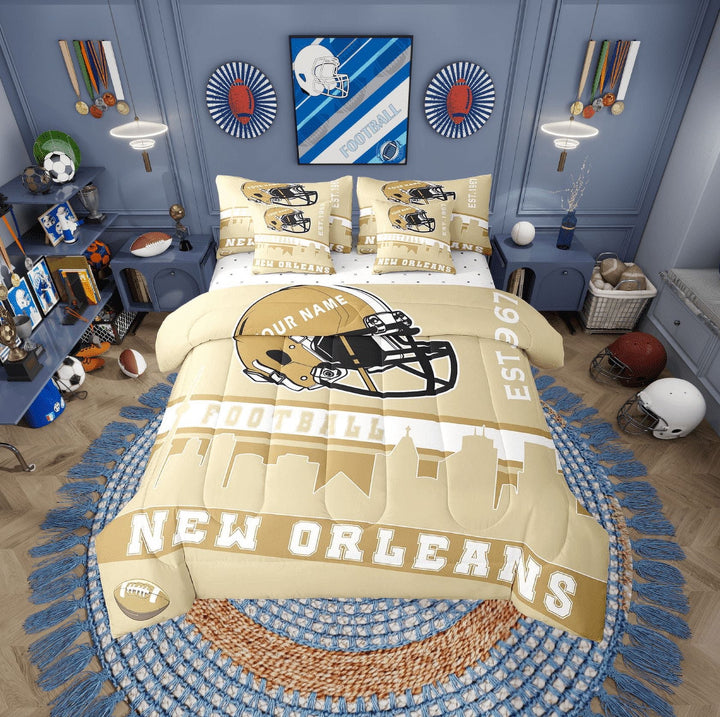 Erosebridal American Football City Bedding Twin Size, Eat Sleep Bedding Sets Twin Size, Sports Player Decor, Reversible 7pcs