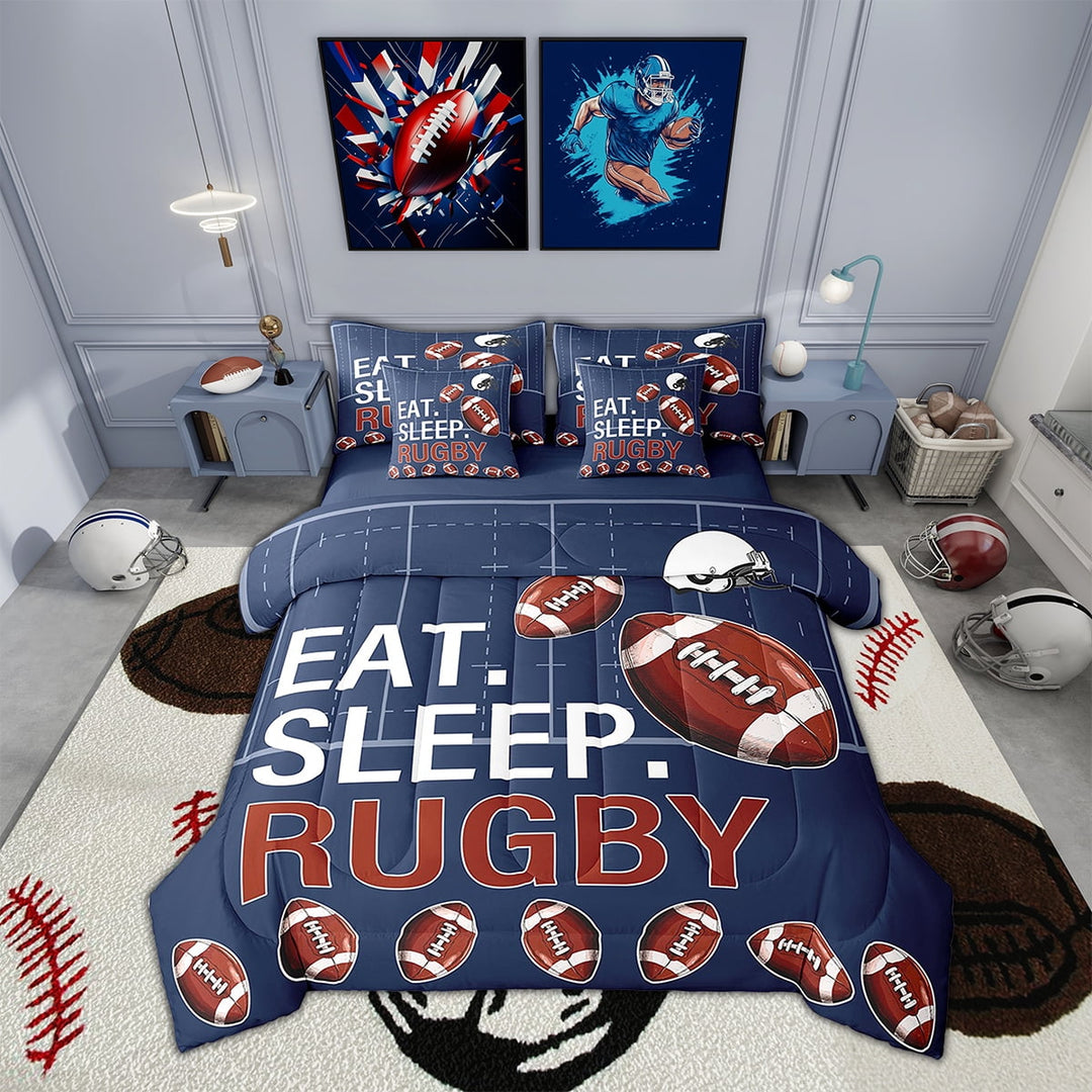 Erosebridal Rugby Bed in a Bag Full size , American Football Comforter Sets with Sheets, Reversible 7pcs