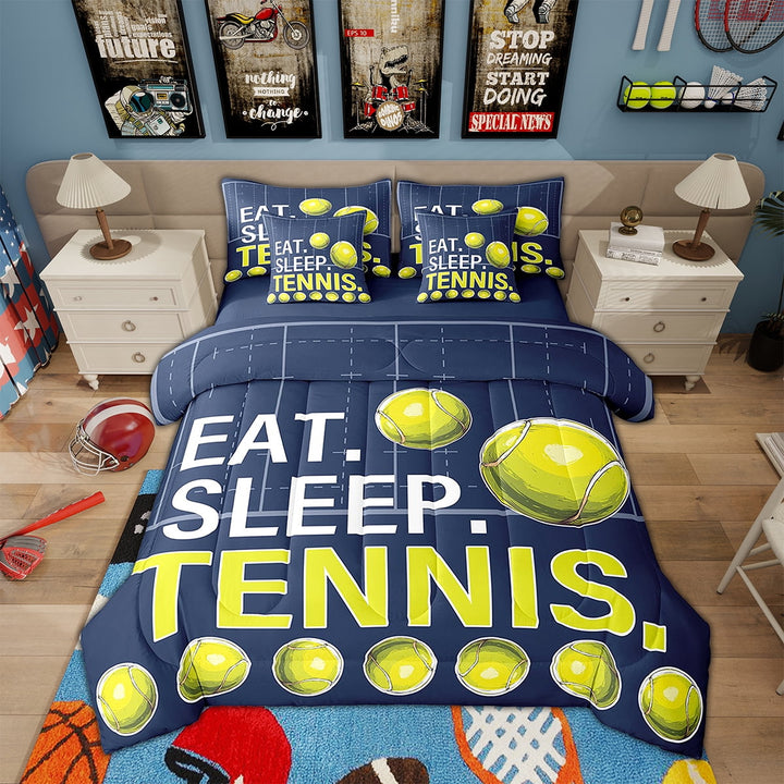 Erosebridal Sport Bedding Full Size, Tennis Print Bed in a Bag Full size, Ball Game Decor, Reversible 7pcs