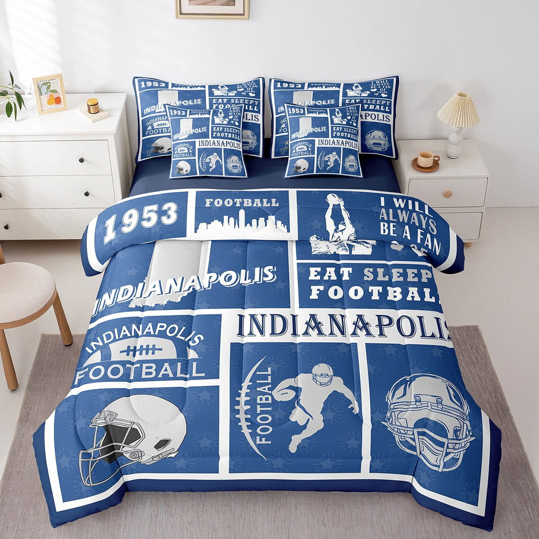 Erosebridal Twin Bed in a Bag Rugby Comforter Set with Sheets 7Pieces All Season Football Bedding Sets with Comforter, Cushion Case, Flat Sheet, Fitted Sheet and Pillowcase