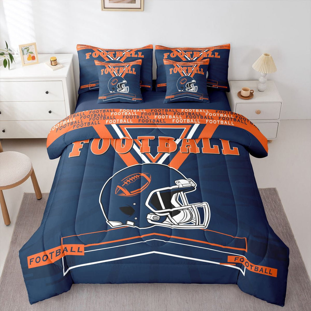 Erosebridal Twin Bed in a Bag American Football Comforter Set with Sheets 7Pieces All Season Football Bedding Sets with Comforter, Cushion Case, Flat Sheet, Fitted Sheet and Pillowcase