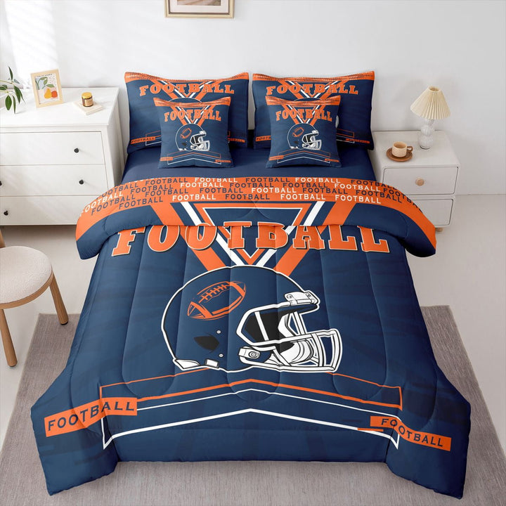 Erosebridal Twin Bed in a Bag American Football Comforter Set with Sheets 7Pieces All Season Football Bedding Sets with Comforter, Cushion Case, Flat Sheet, Fitted Sheet and Pillowcase
